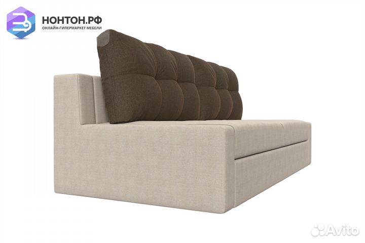 Диван выкатной Мартин рогожка бежевая / коричневая