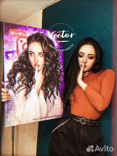 Портрет на холсте, фотопечать