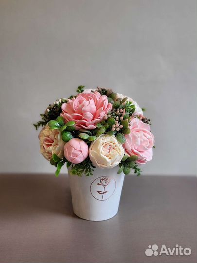 Букет пионов мыло ручной работы