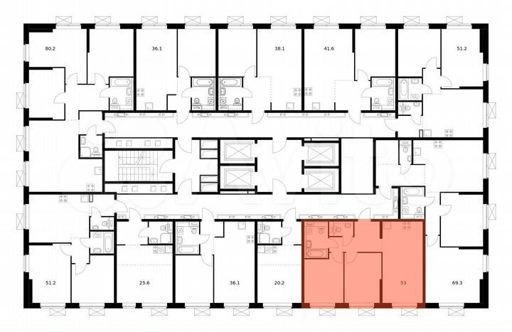 2-к. квартира, 53 м², 24/33 эт.