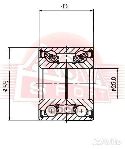 Подшипник ступичный задний DAC25550043 asva