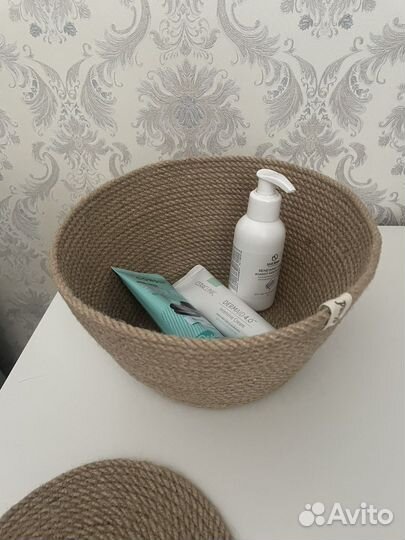 Корзина для хранения из джута ручная работа