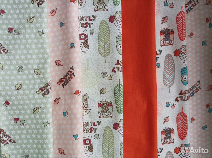 Набор отрезов ткани для пэчворка с совами 6шт