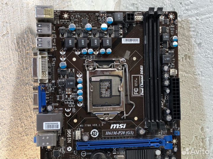 Материнская плата MSI H61M-P20 (G3) LGA 1155