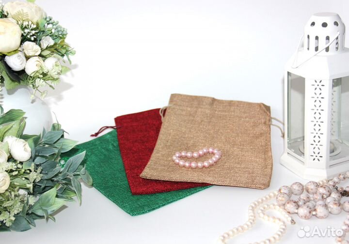 Подарочные мешочки льняные, цвет микс