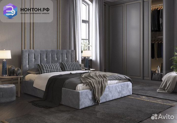 Кровать Кристи 2 1.6 м серая