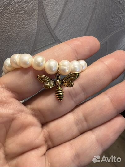 Комплект серьги колье из натур белого жемчуга