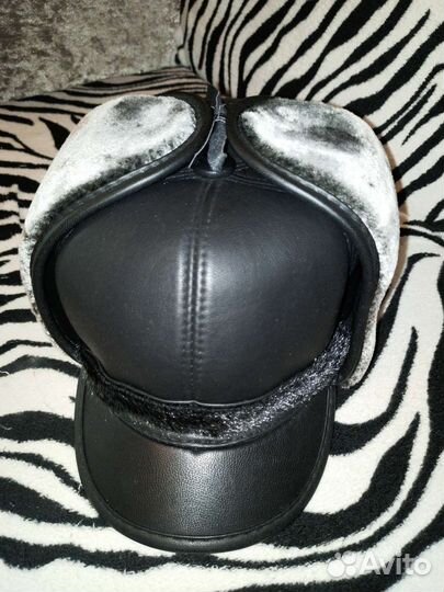 Мужская кожаная кепка с мехом