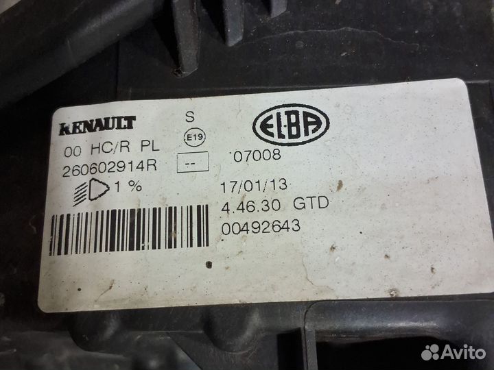 Фары Renault sandero stepway 2013