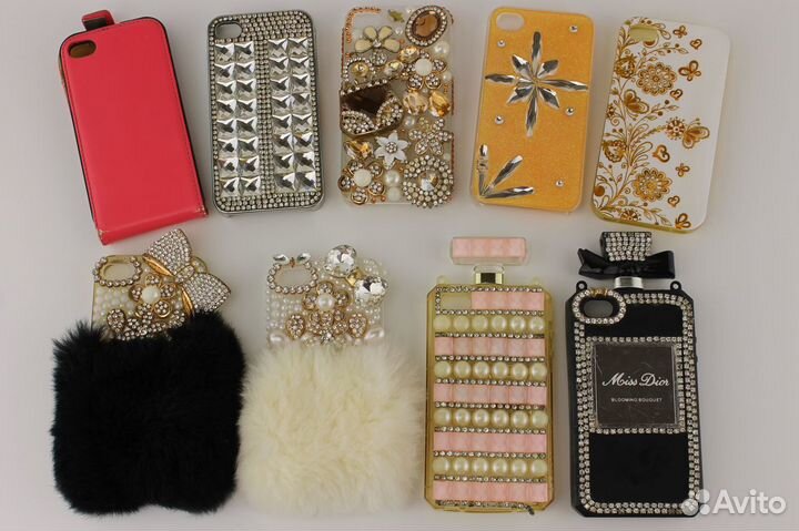 Телефон iPhone 4 + 9 чехлов