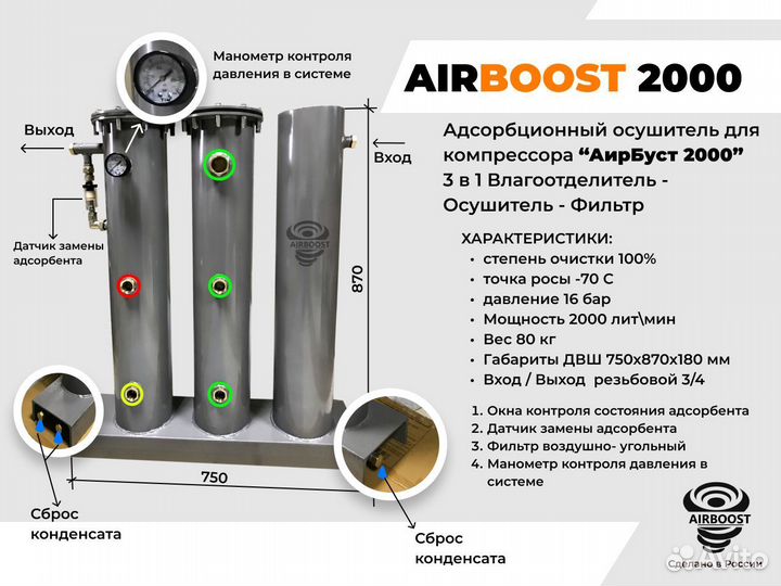 Осушитель для компрессора airboost 2000