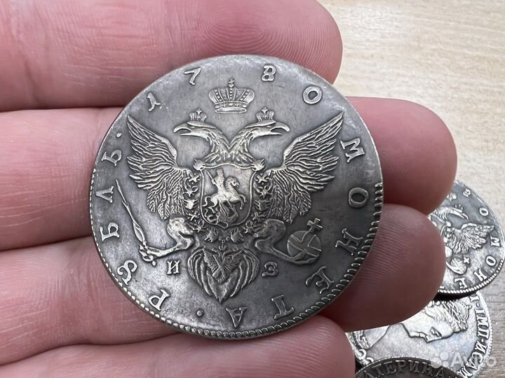 Монета рубль 1780 Екатерина вторая посеребрянная