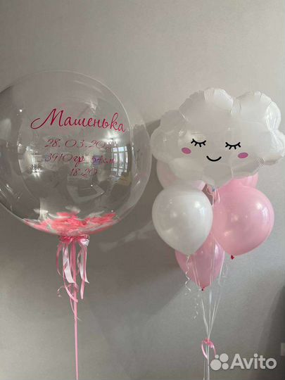 Гелиевые шары, цифры,выписка из роддома