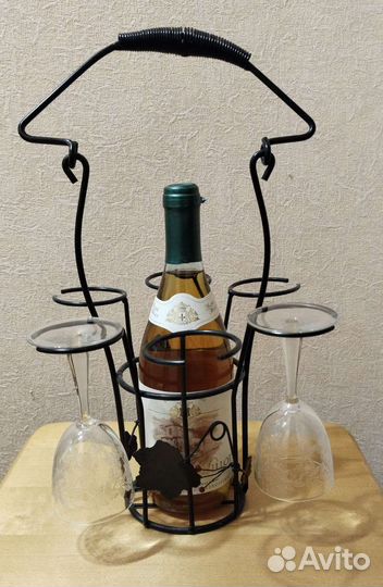 Подставка переноска для бутыли и бокалов