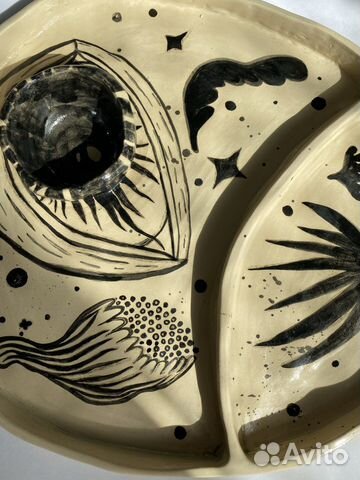 Керамическая тарелка ручной работы менажница