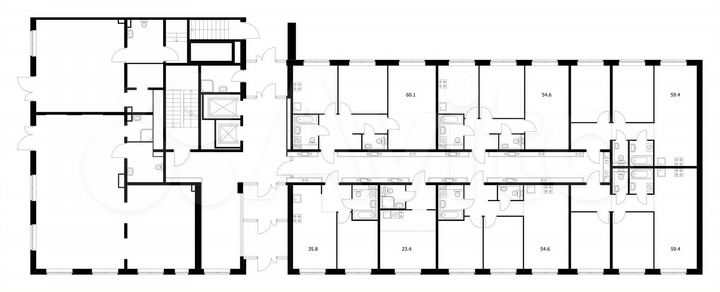 2-к. квартира, 54,6 м², 1/15 эт.