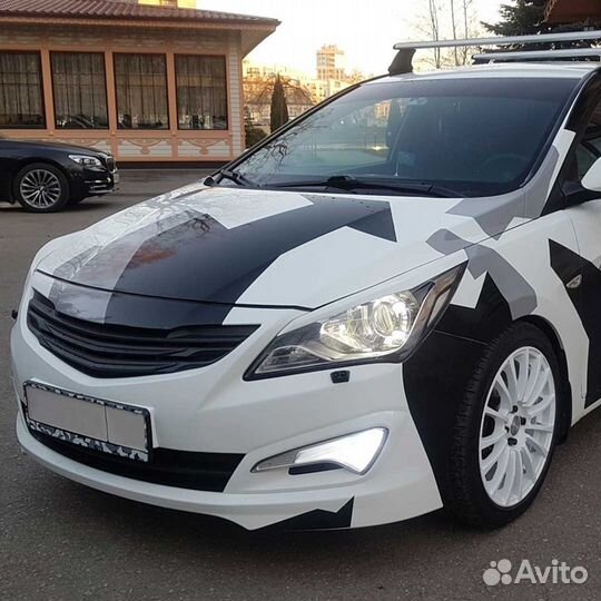 Накладки на передние фары для Hyundai Solaris рест