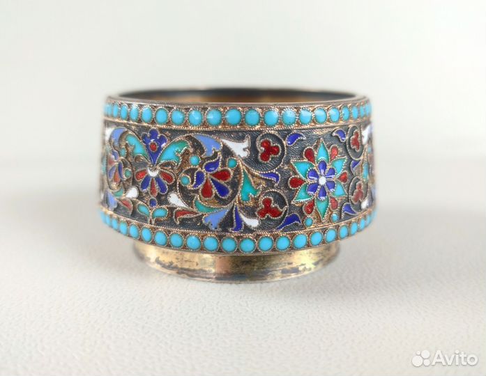 Солонка серебро 84 эмали царская Россия