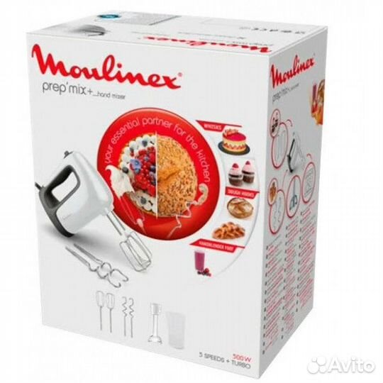 Новый миксер Moulinex HM 461110, белый/серый