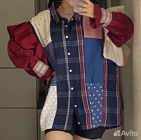 Женская рубашка пэчворк апсайклинг