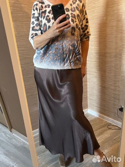 Юбка атлас шелк миди Италия