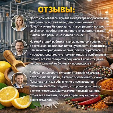 Бизнес производства лимонной кислоты со сбытом