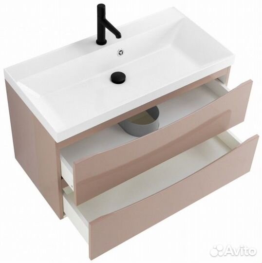 Тумба с раковиной BelBagno Marino 80-BB800/450-LV-MR-AST Capucino Lucido