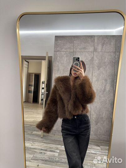 Искусственная шуба коричневая на весну
