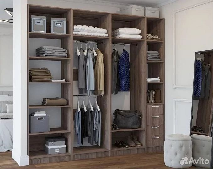 Гардеробная на заказ, производство мебели