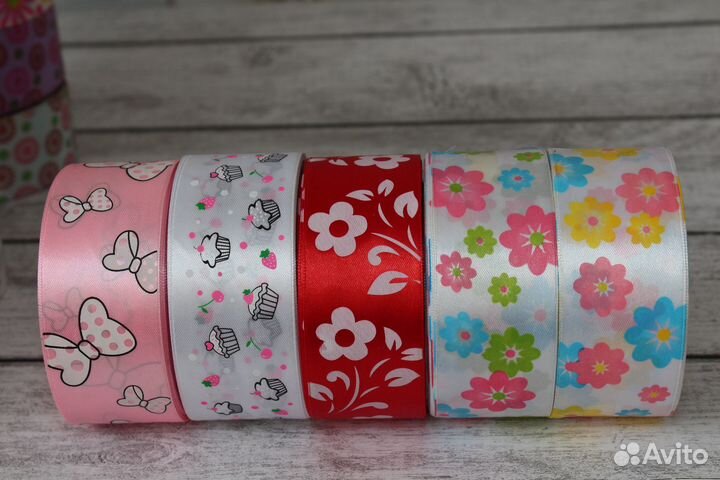 Атласная лента с рисунком 40мм