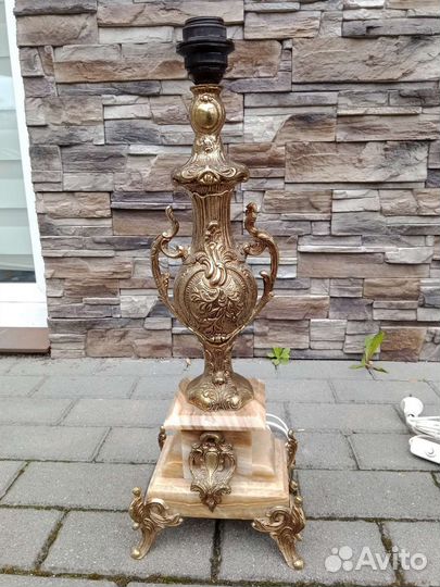 Настольная лампа, Винтаж, мрамор, бронза, Швеция