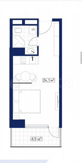 Квартира-студия, 29 м² (Грузия)