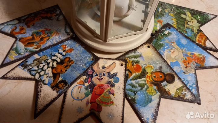 Новогодние флажки. Гирлянда.Ручная работа