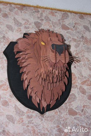 Декоративная голова льва, трофей, чучело