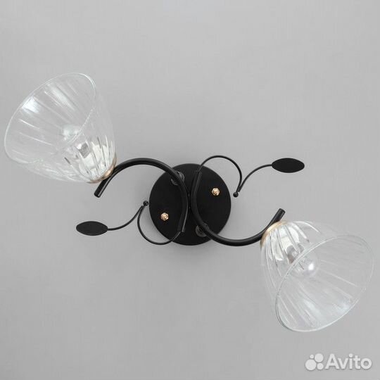 Люстра 'Кира' 2х60Вт Е27 черный/золото 45х16х24см