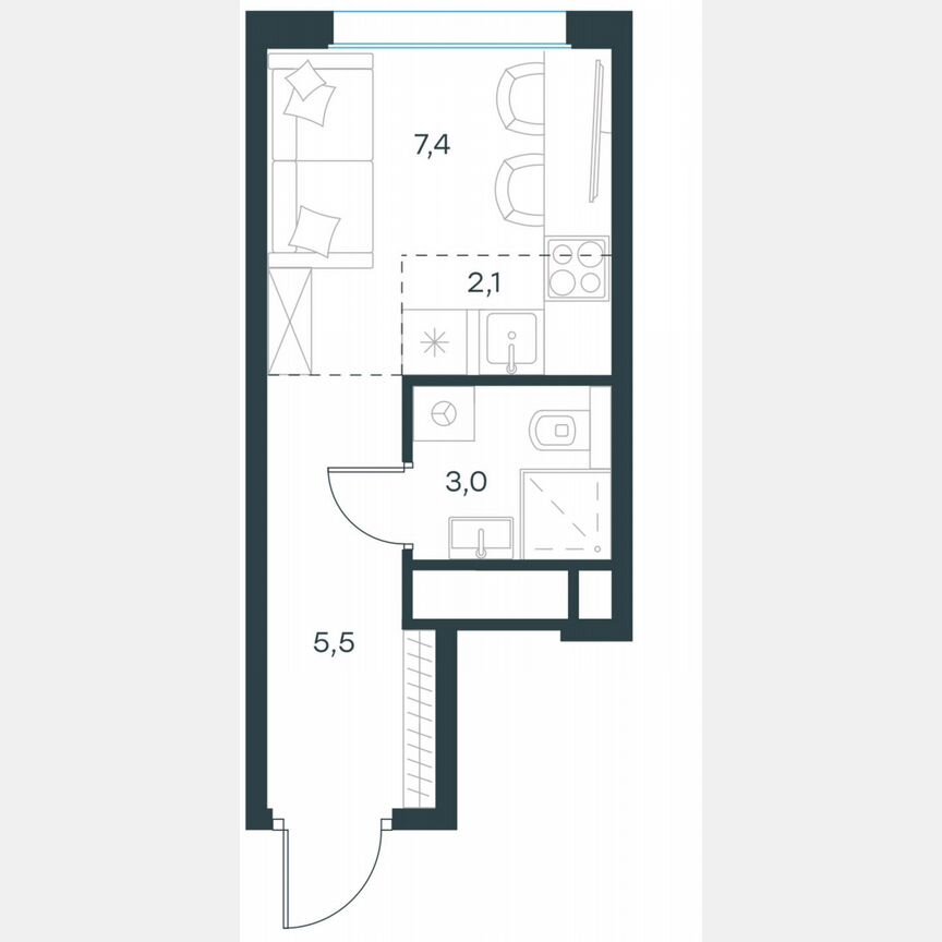 Квартира-студия, 18 м², 29/30 эт.