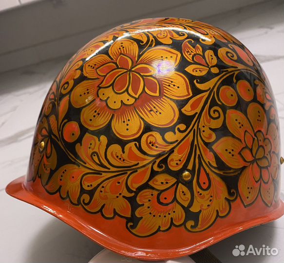 Каска армейская-оригинал, роспись под хохлому