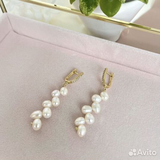 Серьги из жемчуга косички