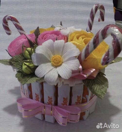 Букетик-торт «Сластена» с конфетами. Подарок