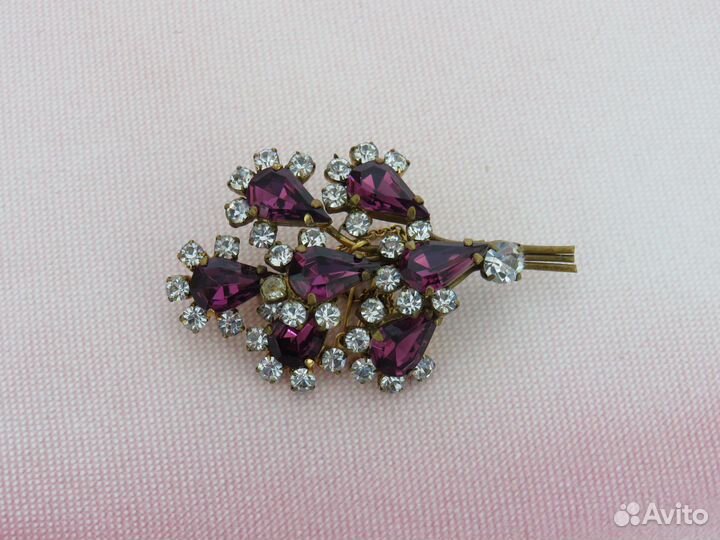 Старинная крупная брошь Американский винтаж