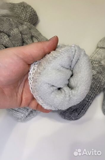 Вязанный комплект:шапка,снуд,варежки