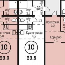 Квартира-студия, 29,5 м², 16/19 эт.