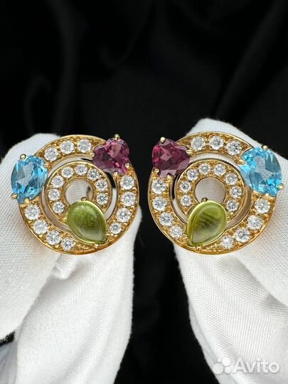 Золотые серьги Bvlgari 750 с бриллиантами 14.91 гр