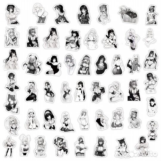 Наклейки аниме хентай чб