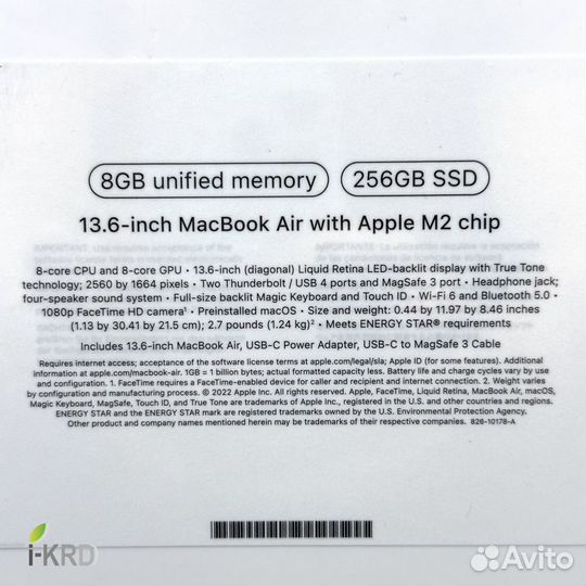 MacBook Air 13 M2 256GB Starlight (новый, USA)