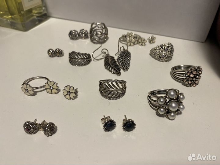 Украшения Пандора Кольца и Серьги серебро