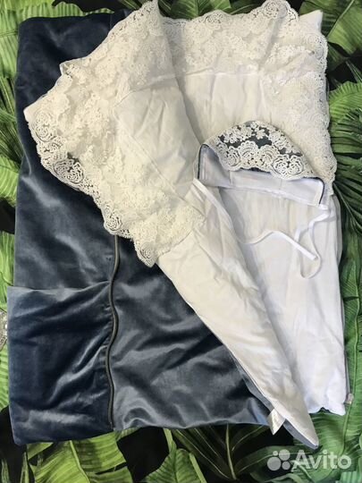 Конверт одеяло на выписку зимний + плед в подарок