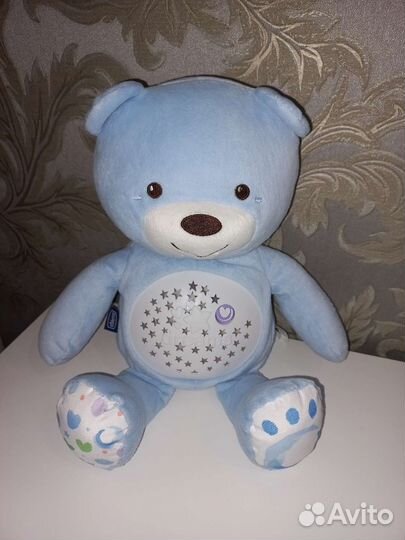 Игрушка-ночник Chicco Мишка, 30 см, голубой