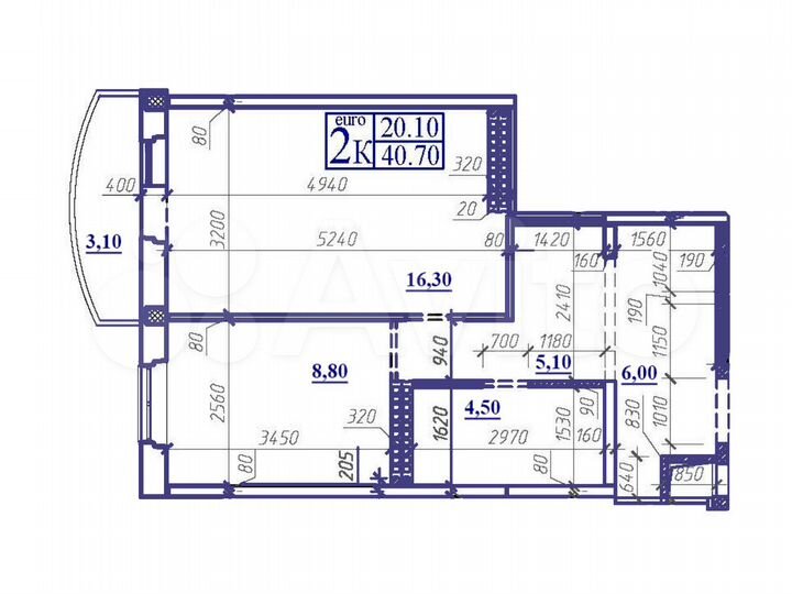 2-к. квартира, 40,7 м², 12/16 эт.