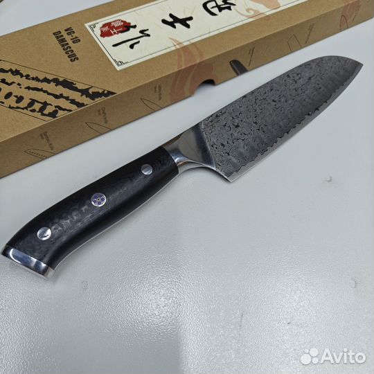 Профессиональный кухонный нож Santoku 18см VG10